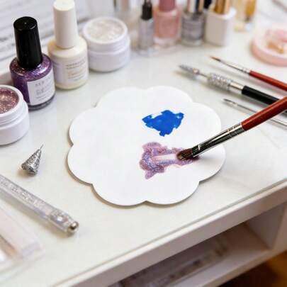 1 Bộ Bảng Pha Màu Sơn Móng Hình Bướm & Hoa Có Thể Tái Sử Dụng, Phụ Kiện Phông Nền Chụp Ảnh Nghệ Thuật Làm Móng, Bảng Trưng Bày Mẫu Sơn Móng Cầm Tay, Bảng Pha Màu Sơn Móng & Gel