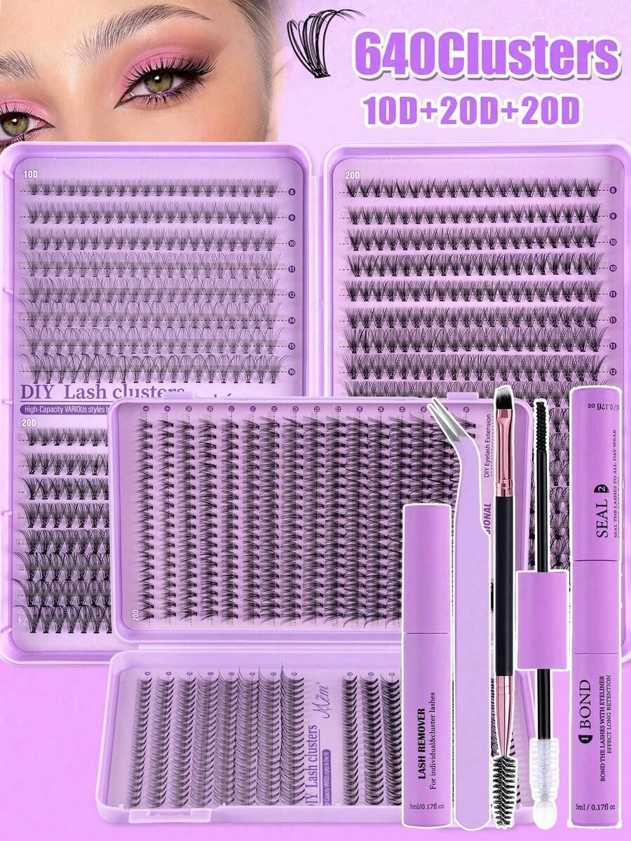 MEM 640件套睫毛嫁接套装 - DIY睫毛教程，包含假睫毛、胶水、卸妆液、镊子，适合专业人士和新手在家轻松使用。睫毛嫁接入门套装：包含假睫毛、胶水、卸妆液和工具，让您在家也能像专业人士一样嫁接睫毛。专业家用睫毛嫁接套装。