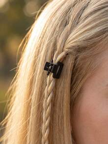 10pcs Mini Matte Black Square Hair Clips, Suitable For Daily, Vacation, Business Trip Gifts - Black - View 6