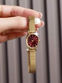 Reloj pulsera de moda para mujer, reloj de cuarzo vintage, lujoso, minimalista, elegante y ligero, adecuado para uso diario, cumpleaños, fiestas, reuniones, regalo ideal para ti o tus amigos - Dorado - Ver 8