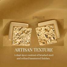 Women's Gold-Tone Square Double-Layer Earrings, Elegant Jewelry Suitable For Daily Wear, Parties Or Weddings, An Ideal Gift - Gold - View 6