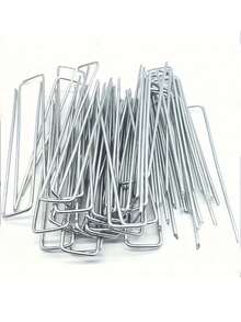 Galvanized Steel U-Shaped Ground Nails, Anti-Grass Cloth Garden Nails, Metal Lawn Fixing Pegs, Wind Nails - Bold - View 6