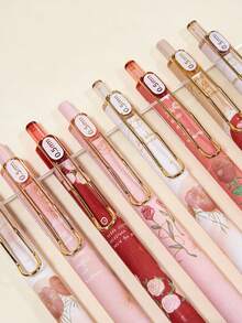 4pcs Retro Rose Ballpoint Pen Set - Smooth Writing, Medium Tip, Black Ink, Ergonomic Design, Cute Stationery Essential For School, Office And Daily Use - Perfect - Multicolor - View 3