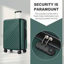 Suitcase Luggage Set 20 Inch Cabin Carry On 24 Inch Medium Check In 28 Inch Large Check In ABS + PC Hard Shell With 360 Silent Spinner Wheels Number Lock For Holiday Business Family Travel Green - Green - View 3
