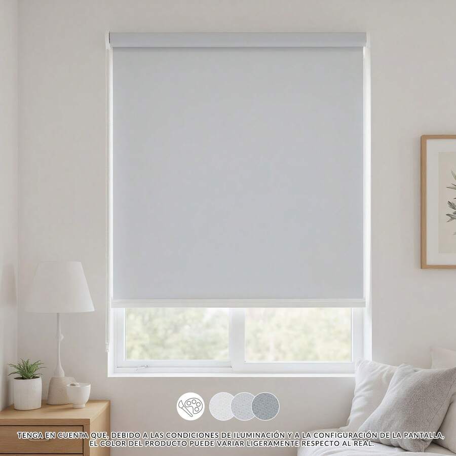 Estor Enrollable Opaco Blackout 85–98% para Puertas y Ventanas, Fácil Instalación en Pared o Techo, Envío Gratis - Gris claro - Ver 1