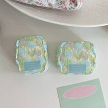 Funda para auriculares con etiqueta en inglés con diseño de flor de tulipán de primavera, compatible con los casos de auriculares Apple 1/2/3/4/Pro/Pro2(Nd)/Pro(3rd) - Verde - Ver 5