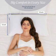 Adjustable Charcoal Foam Pillow U2013 28x16 In Classic Shape, Neck Shoulder Support U2013 3D Honeycomb Cooling Cover U2013 Pillow Side, Back, Stomach Sleepers - 1 + 28x16 - Honeycomb Cover - View 7