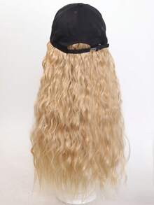 Mũ tóc giả 22 inch kiểu mũ lưỡi trai với tóc xoăn gợn sóng dành cho nữ, trang phục hóa trang Halloween, kiểu tóc hàng ngày cho bé gái - Màu vàng - Nhiều màu - Xem 10