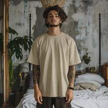 Men's Basic Oversized T-Shirt, Sizes S To Plus Size 6XL, 100% Cotton, 18 Colors - Caqui - Ver 1