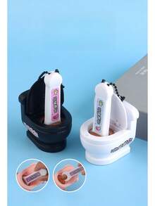 1pc Funny Prank Toilet Feeding Keychain, Novelty Scooper Owner Hanging Decor, Retractable Feeding Cycle Gift - Multicolor - View 8