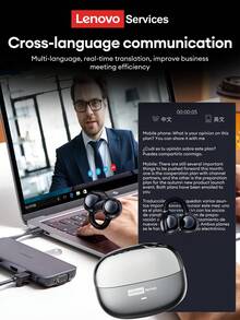 Lenovo 联想 LE302 AI 翻译蓝牙耳机，夹式开放式设计，环绕立体声，高品质音频，低延迟，适用于音乐、游戏、定向音频、ENC 降噪、清晰通话，无线耳机，兼容智能手机和电脑 - 聯想302+AI掌禪 - 查看 6