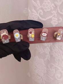 1 pieza Molde de arte de uñas de silicona transparente con diseños lindos de marco, globo de texto, estrella, corazón, manzana y mariposa - transparente - Ver 6