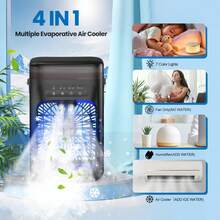 Ventilador portátil, Mini ventilador de mano, Ventilador con función de cambio de color RGB, Función de luz nocturna de 7 colores, Ventilador de escritorio silencioso, Ventilador de carga tipo C, Función de temporizador, Ajuste de 3 velocidades, Flujo de aire de varios ángulos, Adecuado para dormitorio, habitación, exterior, hogar, esencial de verano, alivio del calor - Más - Ver 4