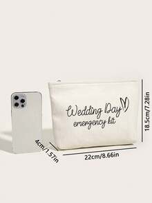 1pc Bride Wedding Emergency Makeup Bag - Personalized Polyester Cosmetic Bag, Lightweight Zipper Organizer, Machine Washable, Fade-Resistant, Foldable - Fashionable White Toiletry Pouch Make Up Bag Toiletry Bag Makeup Pouch Wash Bag Makeup Storage Durable Mothers Day Gift Holiday Essentials Mother Gifts - Multicolor - View 7