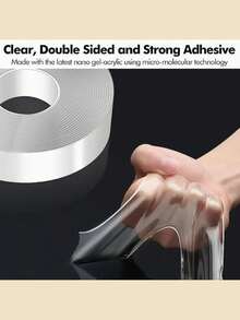 1 Cuộn Băng Keo Nano Hai Mặt Siêu Bền - Có thể tái sử dụng, Không để lại cặn, Độ bám dính cao, Đa năng, Có thể tháo rời và giặt sạch, Thích hợp cho gia đình, văn phòng, xe hơi, tiệc tùng, tựu trường, lễ tốt nghiệp, nghệ thuật & DIY! Băng keo Nano Hai Mặt, Băng keo Hai Mặt Vô Hình, Băng keo Chống Thấm Nước Trong Suốt Có Thể Tái Sử Dụng - 1 cuộn băng keo nano - Xem 5