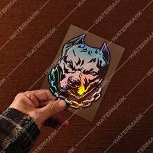 1pc AmStaff Pitbull Dog Head Laser Engraved Material Car Sticker, Waterproof Vinyl Decal For Car Body, Window, Bumper, Motorcycle Decoration - W139-1PCS - View 3