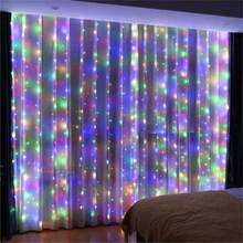 1pc Battery Powered LED Curtain Lights - Warm White & Pink, 4 Lighting Styles, 8 Modes, Satin Finish - Ideal For Wedding, Party, Christmas And Halloween Decoration - Battery Box Curtain Light - View 17