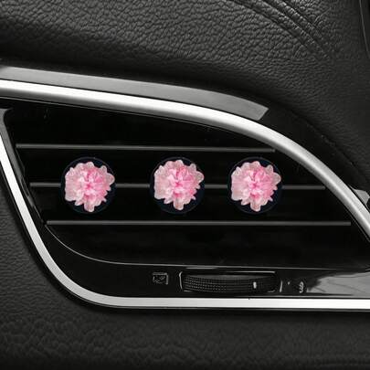 3pcs Transparent Pleated Rose Car Air Vent Decor, Romantic & Fashionable Multicolor, Couple/Holiday Gift, Unisex Car AC Vent Decoration, No Fragrance - Fragrance Pad Needs To Be Prepared Separately