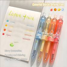 Bộ 4 bút bi mực gel hương trái cây thú vị, ngòi 0.5mm, mực khô nhanh, thiết kế tối giản trong suốt, viết trơn tru, thích hợp nhất cho việc viết nhật ký, vẽ, văn phòng phẩm và học tập. - Bút bi ngắn - Xem 6