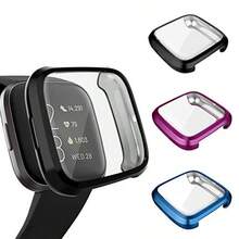 Juego de 3 protectores de visualización compatibles con Fitbit Versa 2 funda protectora ultrafina de TPU suave para reloj inteligente Fitbit Versa 2 color negro azul morado - Versa 2 Negro Azul Prpura - Ver 8