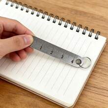 Mini Metal Ruler, Portable Mini Metal Ruler, Thickened Keychain, Measuring Tool Scale Stationery Drafting Supplies, Office & School - 1 Ruler Anti-loss Tag + Keychain - View 3
