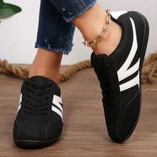 Women Sneakers Classic Retro Gum Sole Fashion Trainers Spring Chunky Shoes Tennis Shoes For Outdoor Walking Travel Sport - 黑色 - 查看 1