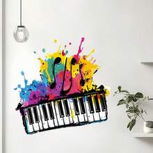 1pc Colorful Painted Piano, Guitar, Cello Music Note Wall Decal, Suitable For Music Room, Bedroom, Entryway Decor, Made Of PVC Material With Moderate Adhesiveness And No Residue - one-size - View 7