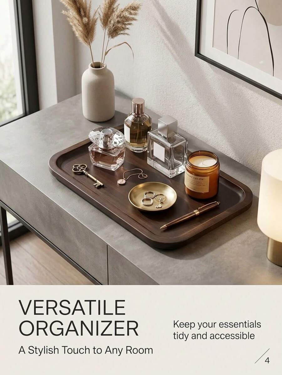 1个竹制托盘、水果托盘、木制甜点托盘、木制咖啡牛奶小吃托盘、蛋糕托盘、奶酪托盘、木制茶托盘、面包托盘、早餐托盘 - 紫紅色 - 查看 1