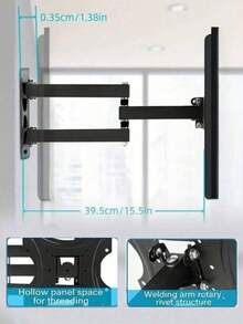 Soporte de pared PARA 32"- 55" ~para monitor de TV de movimiento completo con giro suave, inclinación y extensión, para la mayoría de televisores y monitores de visualización plana - Negro - Ver 9