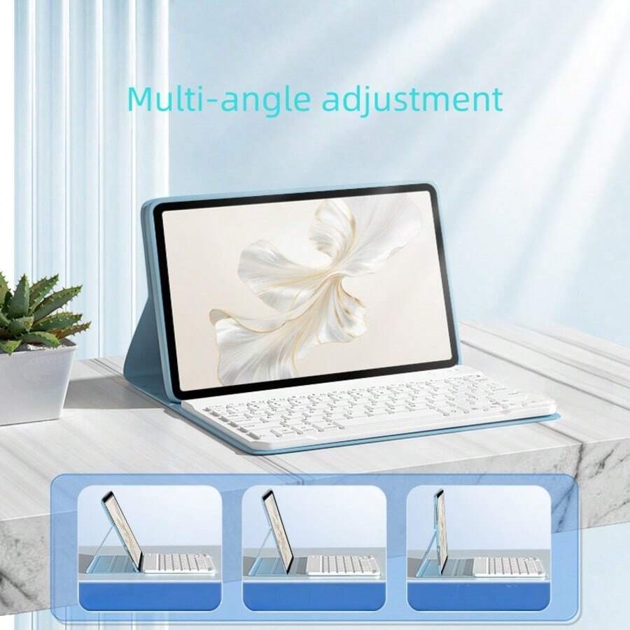 TIANYIMING 书本式平板电脑保护套，带支架键盘，超薄蓝牙键盘+皮革平板电脑保护套，防摔/防震/防尘/防指纹，键盘保护套兼容iPad 5/6/7/8/9/10/11代（A16）、iPad Pro 11/12.9/13、iPad Air 1/2/3/4/5/6/11/13，保护套包含可拆卸无线键盘、电池和保护盖，兼容三星GalaxyTab/MatePad/荣耀Pad/小米Pad/红米iPad/联想Tab/联想小新Tab/联想IdeaTab