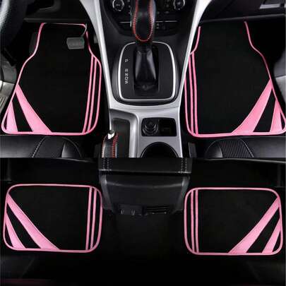 4pcs Universal Car Floor Mats - Minimalist Pattern Design With Anti-Slip Bottom - Water Absorbent And Easy To Wash All-Season 2D Flat Mats Suitable For Sedans, Hatchbacks, SUVs - Fashionable Interior Protection And Easy Cleaning Solution