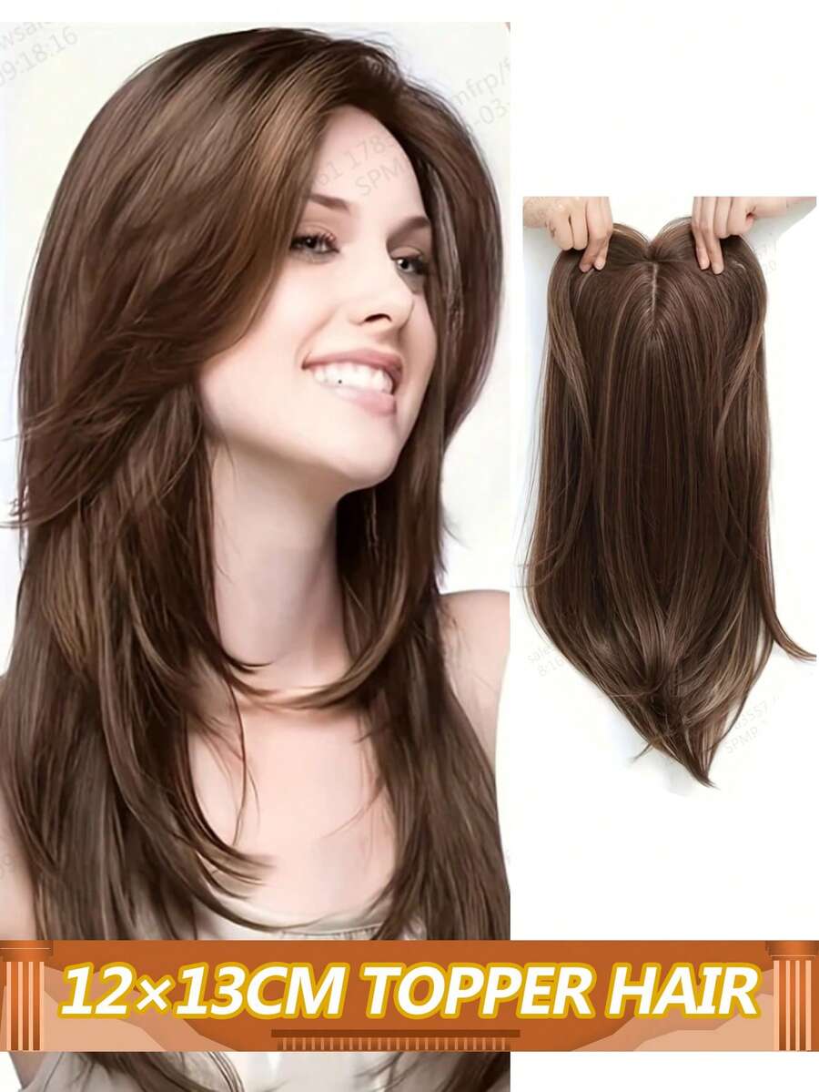 Tóc giả cài kẹp 12*13 cho nữ, kiểu dáng lưới sao lấp lánh tự nhiên, có thể rẽ ngôi tùy ý để che phủ tóc mỏng, tăng độ dày #2 - S2 - Xem 1