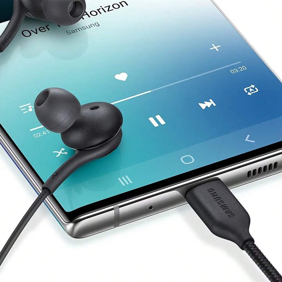 Samsung Type-C AKG Wired In-Ear Headphones, Global Version With Controller, In-Ear, Black/White With Earbuds - View 1