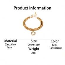 1pc Minimalist Classic Versatile Fashion Design Shiny Hollow Clover Pendant Anklet, Suitable For Summer Beach Vacation, No Gift Box - Yellow Gold - View 5