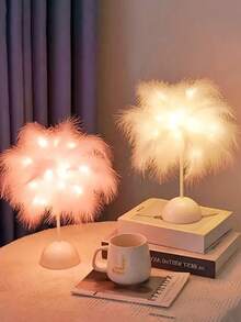 1个羽毛夜灯，电池供电，LED羽毛夜灯，白色粉色浪漫氛围仙境灯，适用于卧室床头柜，柔和灯光，适合室内、卧室、客厅、房间、办公室、家居装饰，是卧室、宿舍的完美装饰。 - 暖白光 - 查看 9