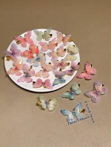 12件/套 女士新款渐变蝴蝶仿水晶侧夹发夹，可爱刘海及碎发造型配饰，适合日常佩戴、海滩度假、送礼、通勤上班、约会，打造青春活力造型。强烈推荐！夏季、假日、旅行必备，爪夹式发夹 - 彩色 - 查看 5