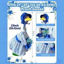 Spring Porch Goose Outfit Floral Print Dress With Hat Cute Pastoral Goose Costumes Goose Clothes For Outdoor Lawn Garden Decor - Patchwork - View 7