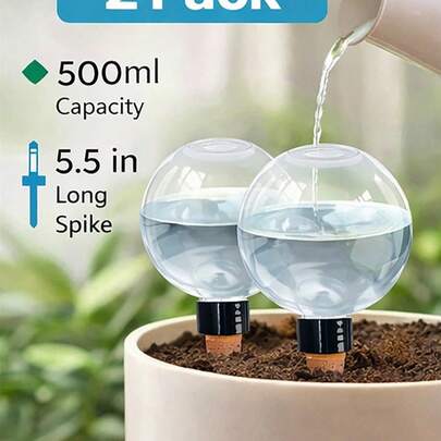 17.5oz Automatic Slow Release Plant Watering System, Indoor/Outdoor Gardening Tool, No Electricity Needed, Suitable For Succulents And Fresh Flowers, Self-Watering Decor