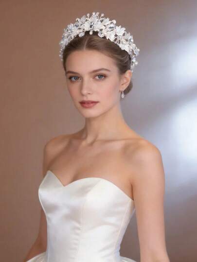 Tiara de cristal y perla para novia - Corona elegante para novias, bailes de graduación y accesorios para el cabello en fiestas, coronas
