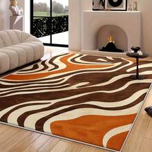 Large Modern Abstract Brown Orange Beige Floor Mat - Luxurious Soft Floor Mat With Backing, Machine Washable, Suitable For Living Rooms, Bedrooms, Offices - Luxurious Floor Mat In Brown, Orange, Beige Tones, Ideal For High-Traffic Areas And Commercial Use, Stylish Wave Pattern, Suitable For Holiday Decorations And Large Spaces, Living Room Carpet, Bedroom Carpet, Large Living Room Rug, Cool Carpet, Vintage Bedroom Carpet, Hallway Carpet, Room Decoration - 簡約款 - 查看 10