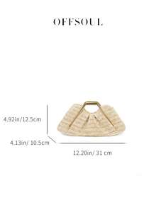 European And American Personalized Ruched Cloud Clutch Bag, New Asymmetrical Metal Hardware Handbag, Retro Elegant Party Evening Bag - Beige - View 7