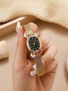 Đồng hồ thạch anh nhỏ gọn, đa chức năng, thiết kế sáng tạo dành cho nữ, phù hợp để đeo hàng ngày, làm quà sinh nhật, quà tựu trường, quà Lễ Tạ ơn, quà lãng mạn. Món quà hoàn hảo! - Vàng - Xem 2