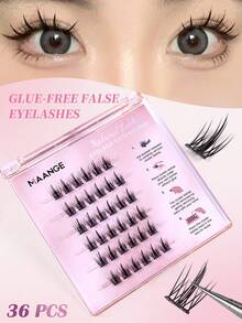 MAANGE Bộ 36 cụm mi giả Manga không cần keo, kèm nhíp và dụng cụ uốn mi, mi giả tự làm kiểu đuôi cá Manga tự nhiên, giúp mắt cong và to hơn, vẻ ngoài tự nhiên, siêu nhẹ, mềm mại và có thể tái sử dụng, quà tặng cho phái nữ, dễ dàng gắn mi, không gây khó chịu, có thể tái sử dụng. - CC - Xem 1