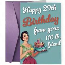 1pc Vintage Style Birthday Greeting Card, Suitable For Best Friend - Humorous 29th Birthday Wishes, With Envelope, Great As Women's Birthday Gift, Friendship Celebration Gift, Small Business Thank You Card - Multicolor - View 7