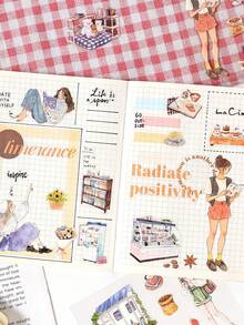 1 Sheet Funny Time Collection Series Character Pattern Stickers, Scrapbooking Material DIY Stickers For Children Funny Stickers Kindle Scrapbook Supplies Laptop Sticker - Multicolor - View 5