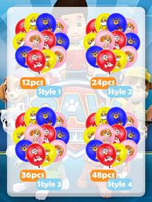 Paw Patrol 汪汪隊生日乳膠氣球，12/24/36/48入 多色卡通巡邏犬印花氣球組，派對裝飾用品 - Latex balloon - 查看 7