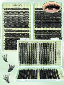 Bộ 640 sợi mi giả dạng chùm, mi giả dày và cong, độ cong D-Curl 8-16mm, nhiều độ dài khác nhau, bộ tự làm mi giả, mi giả mềm mại, tạo hiệu ứng trang điểm mắt bướm Y2K tự nhiên và dày dặn, dễ dàng tự làm tại nhà, keo dán mi lâu trôi, dung dịch tẩy mi, nhíp, mi giả dạng chùm (30D+40D+50D+60D/50D+60D+80D+100D) - Nhiều màu - Xem 7
