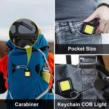 1pc Rechargeable Flashlight Keychain Light, Portable Outdoor Work Lamp With Foldable Stand, Bottle Opener And Base, Suitable For Camping, Hunting, Walking, Household, USB Powered, Aluminum Alloy Material (Durable And Wear-Resistant) - Black - View 6