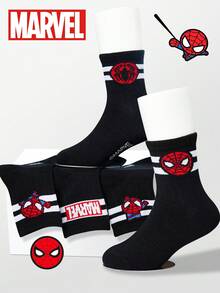 Marvel 1/5/10雙漫威蜘蛛人超級英雄中筒襪兒童款，韓系卡通襪女童男童通用，四季皆宜 - 彩色 - 查看 2