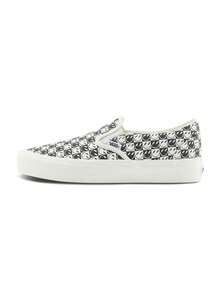 Vans男鞋女鞋Authentic VR3笑臉開口笑棋盤格印花一腳蹬帆布鞋休閒鞋VN0007NCKIG - 黑與白 - 查看 1